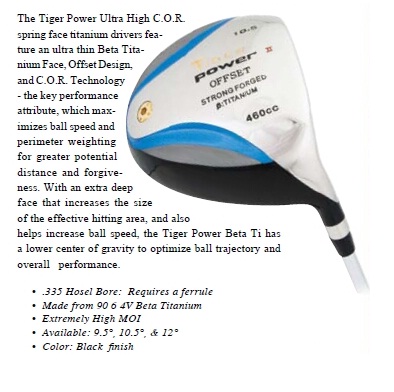 Tiger Power Offset Titanium Golf Heads Tiger Power Offset Titanium Golf Heads